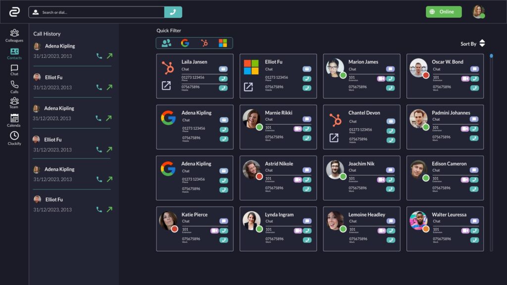 CONNECT for iPECS contacts screen