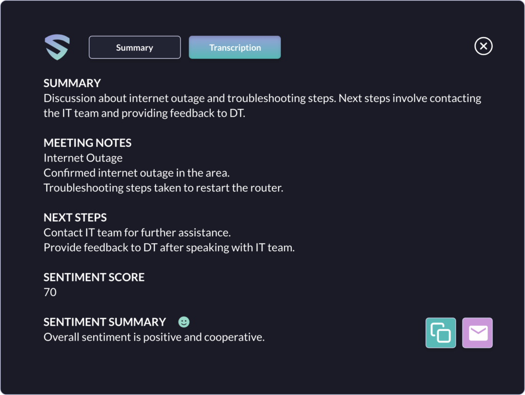 Sidekick call summary